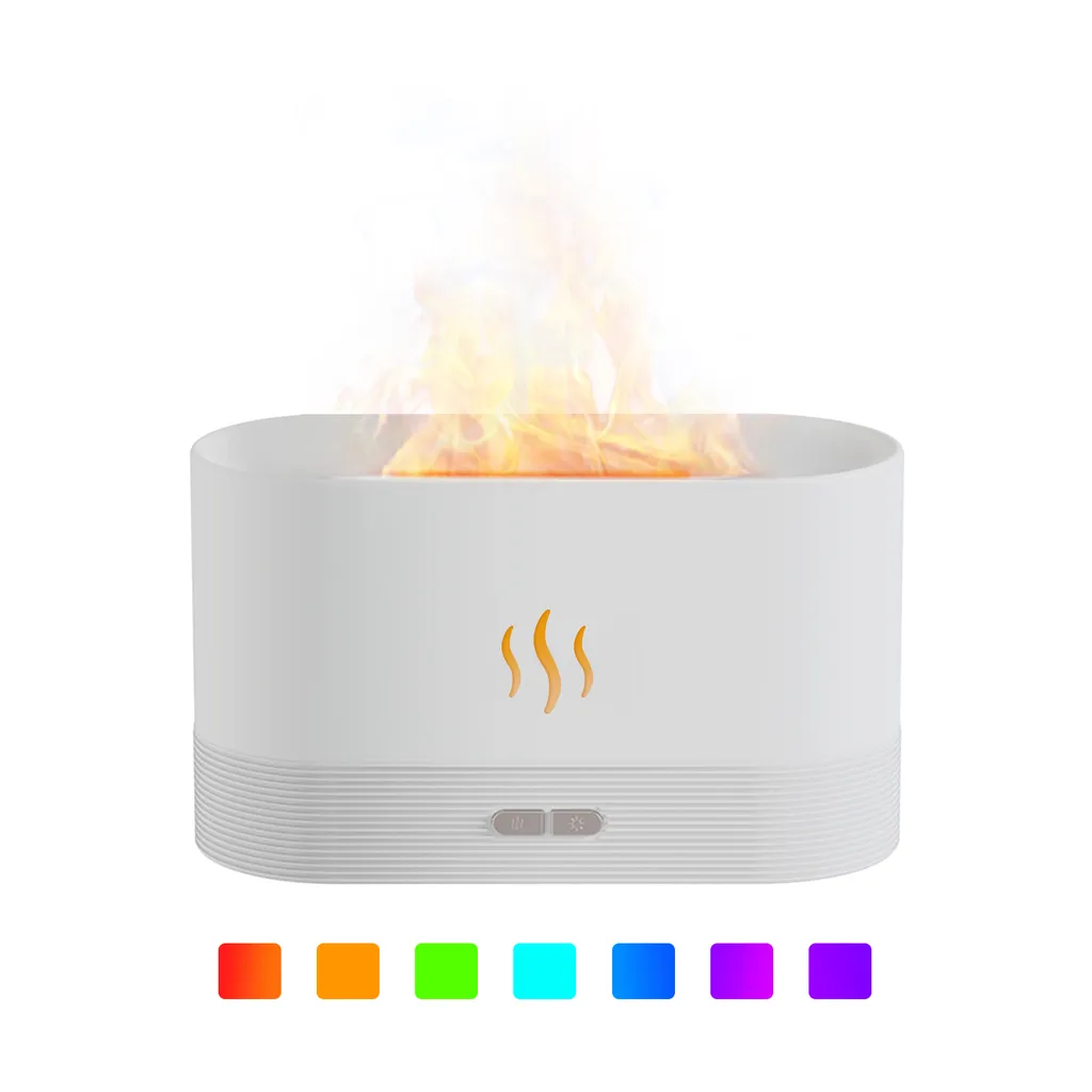 Flame Aroma Diffuser Luftbefeuchter, 7-Flammen-Farbe, geräuschloser Diffusor für ätherische Öle für Zuhause, Büro, Yoga mit Auto-Off-Schutz 180ml